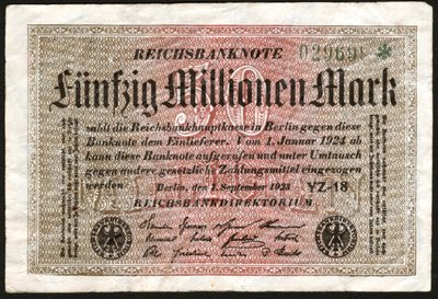 50 miljoen mark bankbiljet, Duitsland door . .