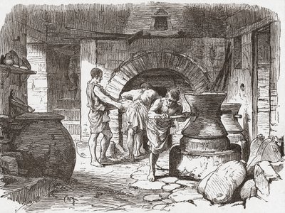 Een Romeinse bakkerij, Pompeii, Italië door . .