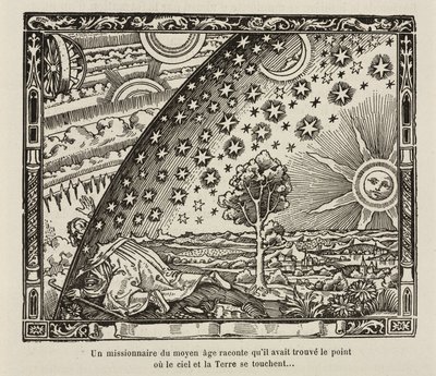 Een middeleeuwse missionaris vindt het punt waar lucht en aarde elkaar raken door Frederick (attr. to) Barnard