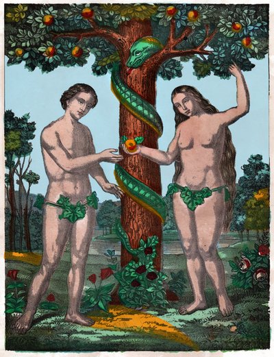 Adam en Eva (gravure) door . .
