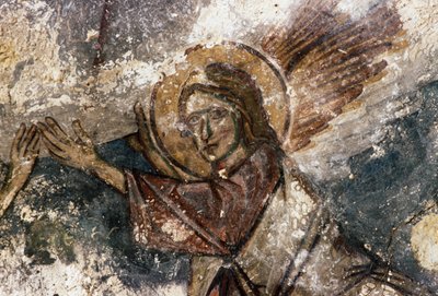 Engel, fresco in Byzantijnse kerk van Agios Georgios, Apodoulou, Kreta, Griekenland door Georg Carl Heinrich Dollmann