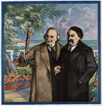 Aristide Briand en Lloyd George door Ferdinand Georg Waldmuller