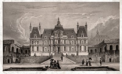 Kasteel van Maison Lafitte, circa 1850 (gravure) door . .