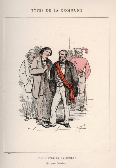 Commune van Parijs: kostuum van DE MINISTER VAN OORLOG - DE BURGER DELESCLUZE (6) in Les Communeux door Frederick (attr. to) Barnard