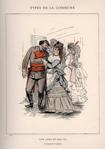 Commune van Parijs: kostuum van UNE LOGE EN MAY 1871 (7) in Les Communeux door Frederick (attr. to) Barnard