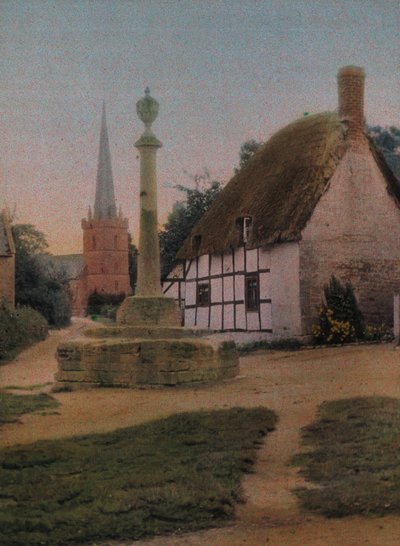 Huisje met rieten dak door Frederick (attr. to) Barnard