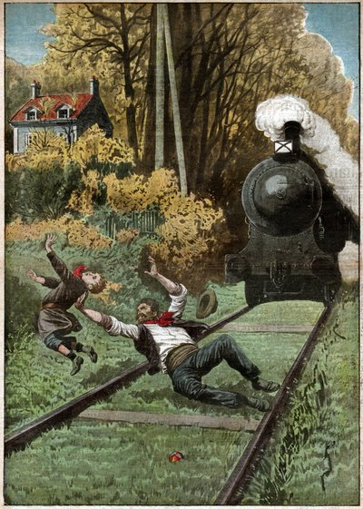 Moed van een spoorwegarbeider door Ferdinand Georg Waldmuller