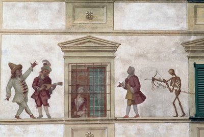 Dans van de Dood, fresco, Milesi-huis, Cassiglio, Lombardije, Italië door Georg Carl Heinrich Dollmann