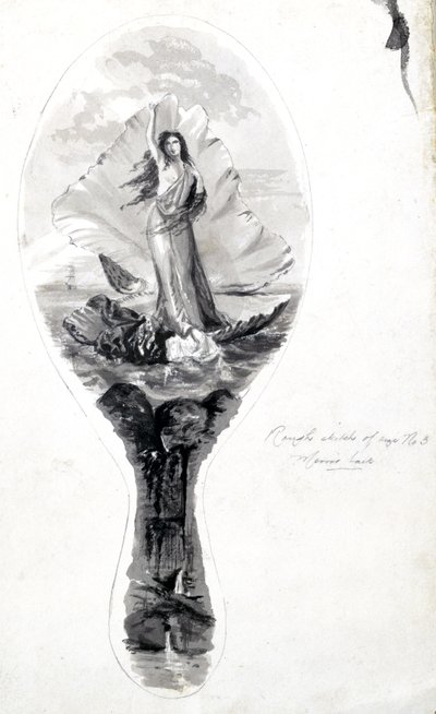 Ontwerp voor een spiegelachterkant met Venus in haar schelp, circa 1870-1875 door Frederick (attr. to) Barnard