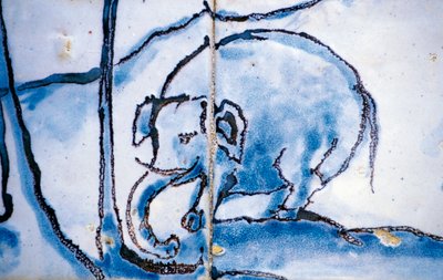 Olifant, azulejos tegels (detail) door Georg Carl Heinrich Dollmann