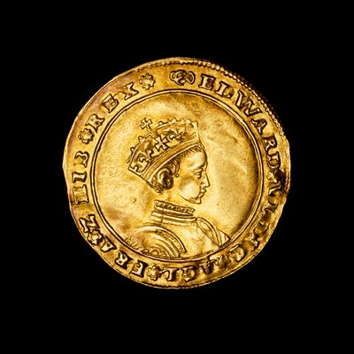 Engelse geslagen gouden halve soevereine munt door Hippolyte Lalaise Devéria
