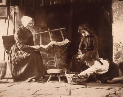 Vrouw aan het weven, circa 1900 door Frederick (attr. to) Barnard