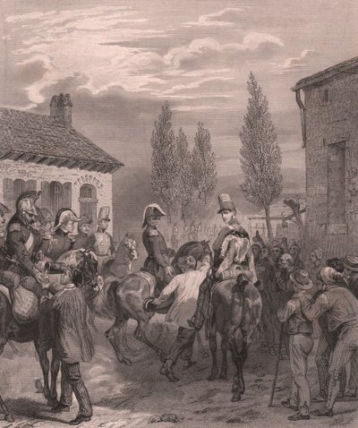 Frans leger trekt België binnen, augustus 1831, staalgravure op Chinees papier door William Walcutt
