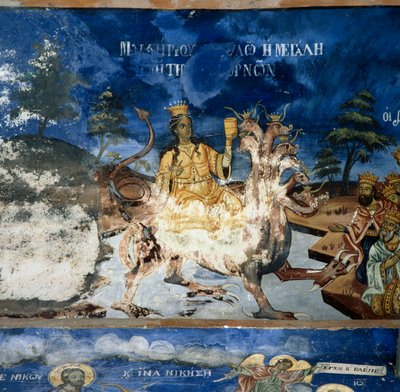 Fresco in Klooster van Timios Prodromos, Serres, Centraal-Macedonië, Griekenland door Georg Carl Heinrich Dollmann