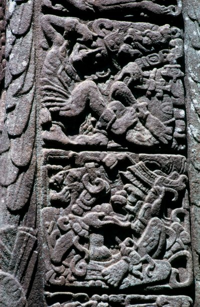 Hiërogliefen op Stela D in Quirigua, Izabal, Guatemala, Laat Klassieke periode, ca. 600-900 AD (foto) door Hippolyte Lalaise Devéria