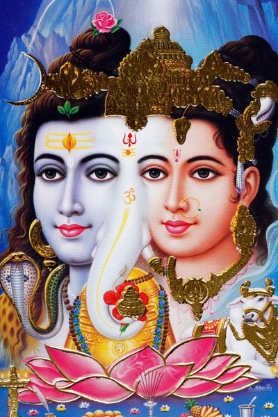 Hindoe god Shiva en godin Parvathi door . .