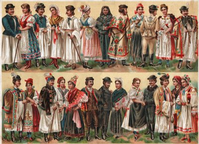 Hongaarse folkloristische kostuums door . .