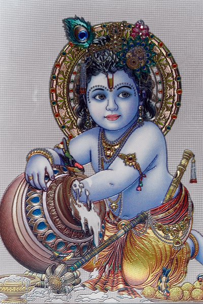 Babyheer Krishna. Hindoegod door . .