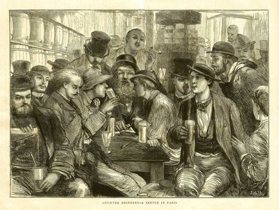 De absintdrinkers, Parijs 1872 door Frederick (attr. to) Barnard