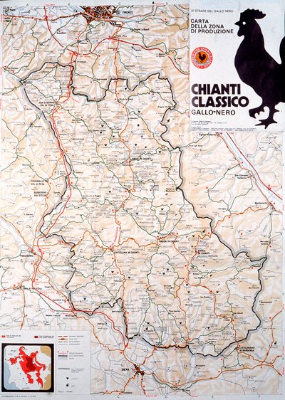 Kaart van het Chianti Classico-gebied door Henry Charles Fehr