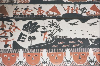 Mat met traditionele decoratie, Micronesië door William Walcutt