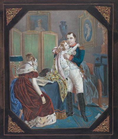 Napoleon en Keizerin Marie-Louise met de Koning van Rome, c.1860 door . .