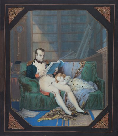 Napoleon in zijn Studiekamer met de Koning van Rome, c.1860 (lithografie) door . .