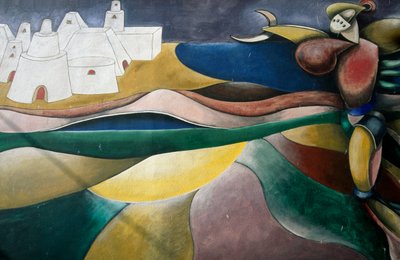 Een van honderden muurschilderingen in Orgosolo, Sardinië, Italië door William Walcutt
