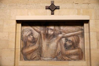 Orval trappistenabdij, België. Kerk. Kruisweg. 11e station door . .