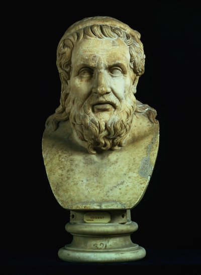 Portretbuste mogelijk van Hesiodus (8e eeuw v.Chr.) of Homerus (8e eeuw v.Chr.), kopie van Grieks origineel uit de 5e eeuw v.Chr. door Hippolyte Lalaise Devéria