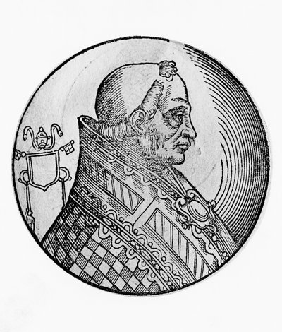 Portret van Bonifatius II (overleden 532), 55e paus van de Katholieke Kerk vanaf 530, gravure door William Walcutt