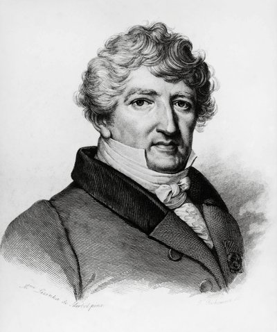 Portret van Georges Leopold Chretien Frederic Dagobert Cuvier, Franse bioloog, gravure door William Walcutt