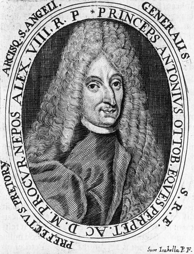 Portret van Prins Antonio Ottoboni, generaal van het pauselijke leger, gravure door William Walcutt