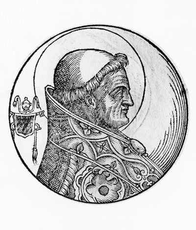 Portret van Sint Celestine I, 43e paus van de Katholieke Kerk, gravure door William Walcutt