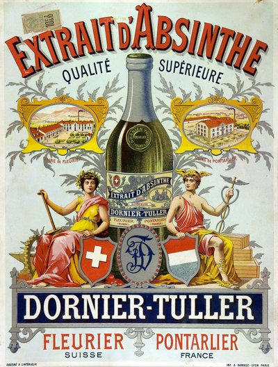 Reclame voor absint DOrnier Tuller, chromolithografie 1890 door Frederick (attr. to) Barnard