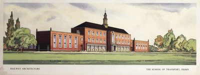 Spoorwegarchitectuur: de School of Transport, Derby, begin jaren 1950 door Frederick (attr. to) Barnard
