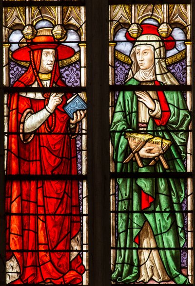 Glas-in-loodraam van de kathedraal van Saint Etienne de Sens door . .