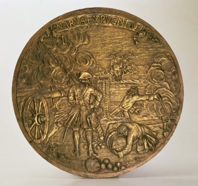 De verovering van Narva, bas-reliëf ontworpen door Bartolomeo Carlo Rastrelli (1675-1744), ca. 1720 door Hippolyte Lalaise Devéria