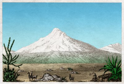 De Chimborazo vulkaan vanaf het plateau van Tapia, Ecuador door . .