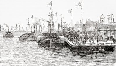 De aanlegsteiger van de prins, Liverpool Dock, Liverpool, Engeland door . .