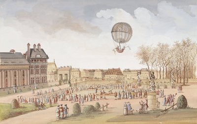 De eerste opstijging in een waterstofballon door Frederick (attr. to) Barnard