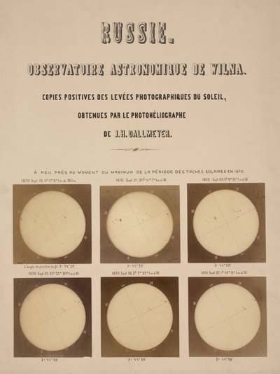 De zon, gefotografeerd met een Dallmeyer heliograaf, Vilnius, Litouwen door Frederick (attr. to) Barnard