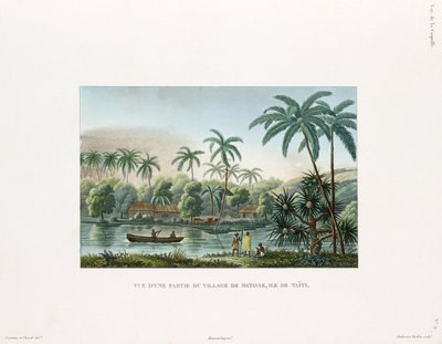 Uitzicht op een dorp in Matavai, eiland Tahiti door Frederick (attr. to) Barnard