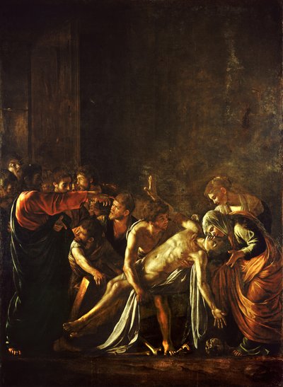 De opwekking van Lazarus door Michelangelo Merisi da  Caravaggio