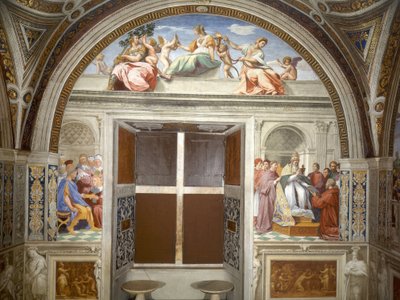 Kardinale en theologische deugden, muur van gerechtigheid, zuid door Raphael