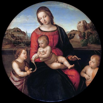 Maria met het Kind, Johannes de Doper en een Heilige Jongen (Madonna Terranuova) door Raphael