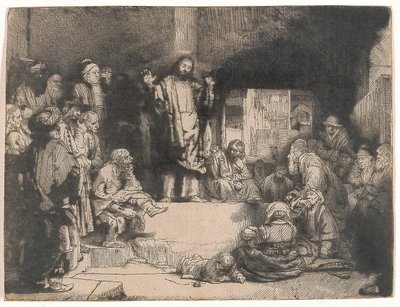 Christus predikend (La Petite Tombe) door Rembrandt van Rijn