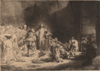 Christus Predikend (De Honderd Guilder Prent) door Rembrandt van Rijn