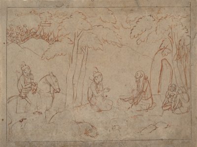 Rama en Lakshmana bezoeken de hermitage van een asceet, ca. 1775-80 door a first generation master after Nainsukh