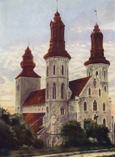 Visby Kathedraal, op het Eiland Gotland door after A. Langfier